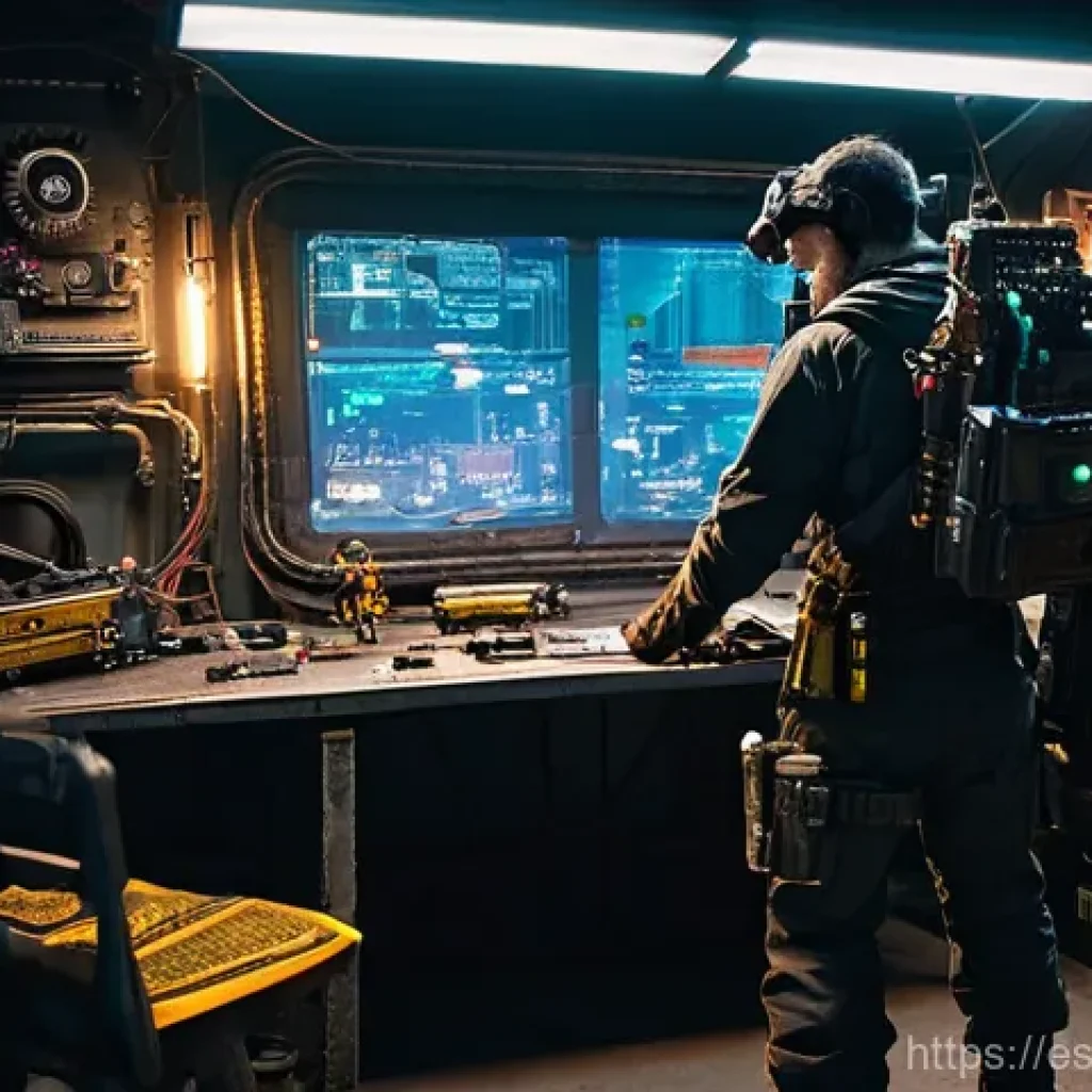 탕탕특공대 장비 업그레이드 가이드 - **Strategic Fusion at the Workbench**
    A lone survivor, gender-neutral, wearing a rugged, layered...