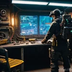 탕탕특공대 장비 업그레이드 가이드 - **Strategic Fusion at the Workbench**
    A lone survivor, gender-neutral, wearing a rugged, layered...